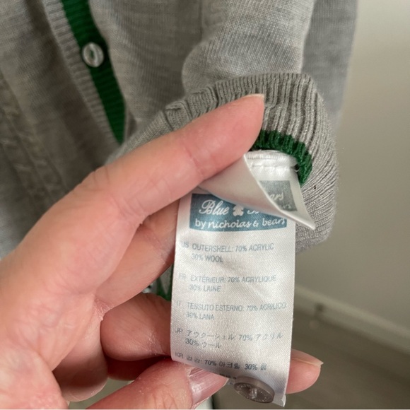 👗 EEUC BLUE BEAR 4T TODDLER GIRL CARDIGAN GREY / GREEN PREPPY NICHOLAS & BEARS - Picture 3 of 6